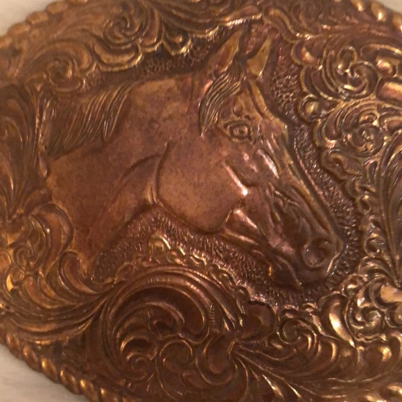 Crumrine Mfg Bronze Horse Head Belt Buckle Vintage - Picture 2 of 4
